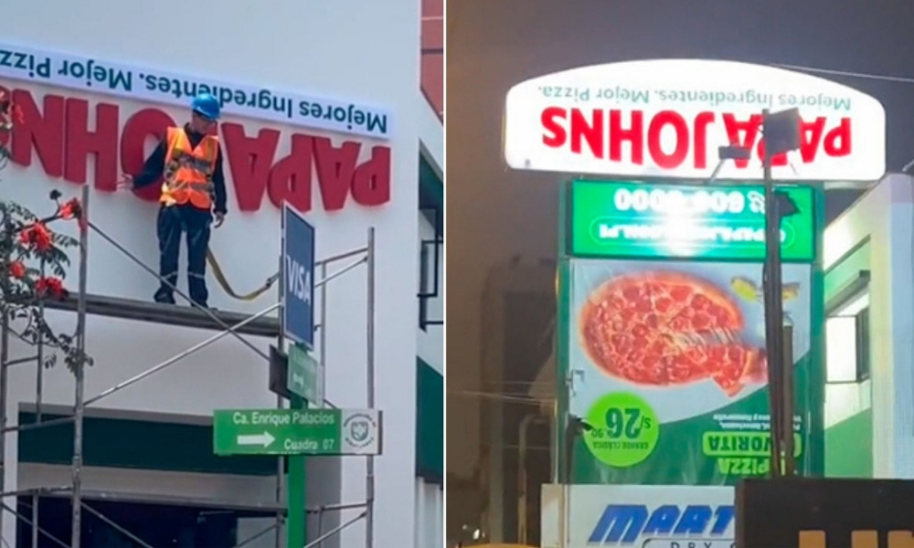 Papa Johns coloca logo al revés en uno de sus locales y desata furor en las redes: ¿Qué sucedió?