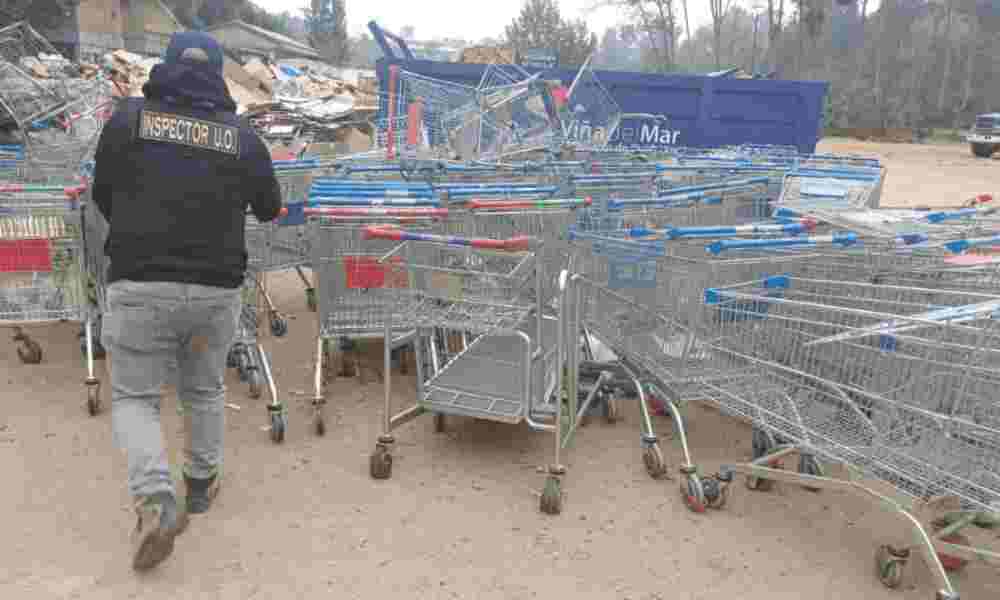 Retiran cerca de 500 carros de supermercado de la vía pública en Viña del Mar