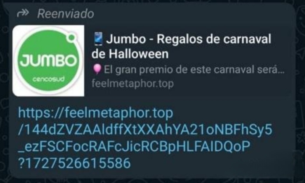 Reportan convincente estafa que circula por WhatsApp: se hacen pasar por el supermercado Jumbo