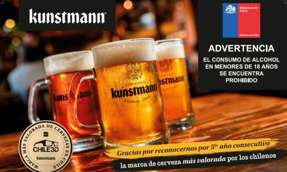 Kunstmann se corona por quinto año consecutivo como la marca de cerveza más valorada por los chilenos
