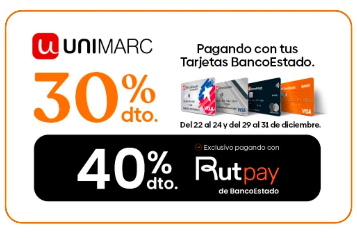 La nueva campaña de Unimarc y BancoEstado con descuentos especiales para compras de fin de año