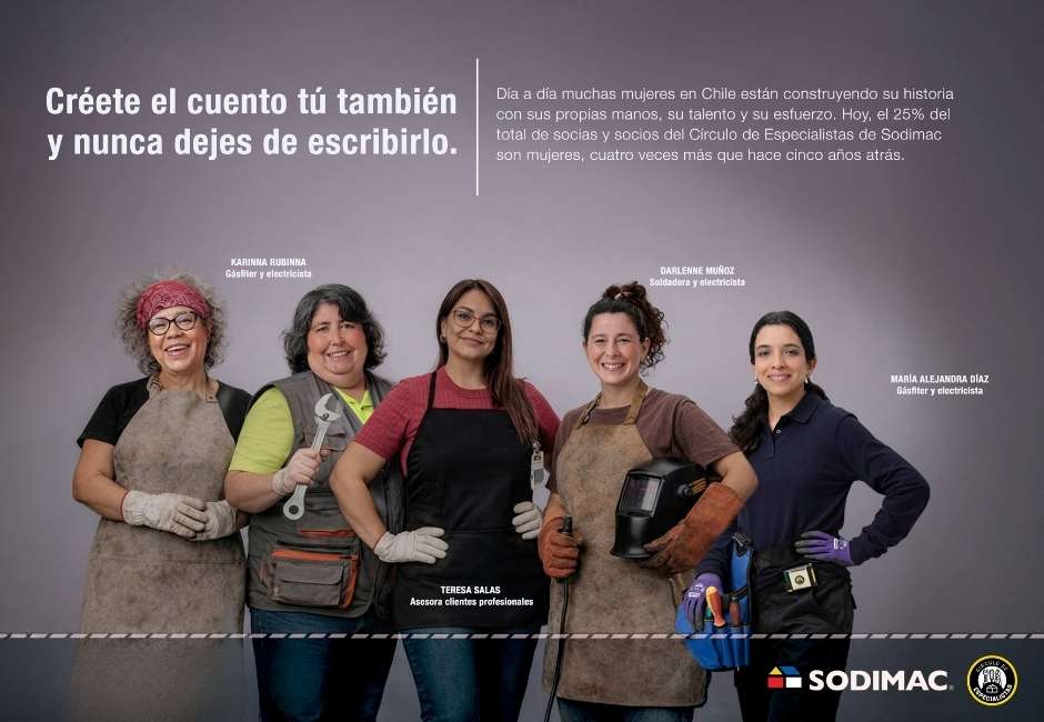 Sodimac impulsa “Créete el Cuento” en el 8M para visibilizar a mujeres que están transformando el mundo de la construcción